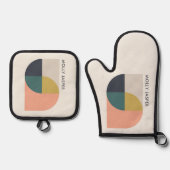 モダン抽象芸術アエレガントート幾何学ミニマル 鍋つかみ&鍋敷きセット (正面)