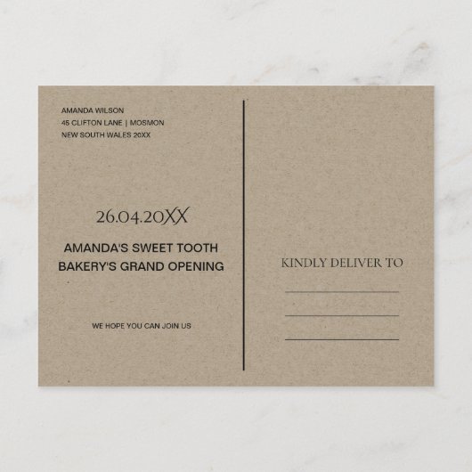 モダン抽象芸術アカッコいいートアクアブルーグランドオープン 案内ポストカード (裏面)