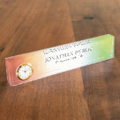 モダン抽象芸術アカラフルートレッドイエローグリーン デスクネームプレート (側面)