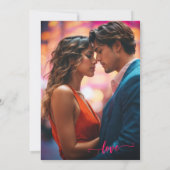 モダン抽象芸術アカラフルート写結婚真 招待状 (裏面)