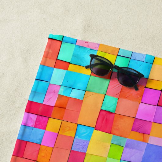 モダン抽象芸術アカラフルート名10代おもしろい ビーチタオル (インサイチュ)