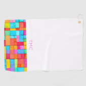 モダン抽象芸術アカラフルート水彩色イニシャル ゴルフタオル (横)