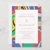 モダン抽象芸術アカラフルート結婚ズ 招待状 (正面)