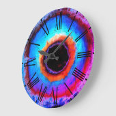 モダン抽象芸術アクアコンテンポラリーブルーブラックホール ラージ壁時計 (傾斜)