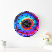 モダン抽象芸術アクアコンテンポラリーブルーブラックホール ラージ壁時計 (ホーム)