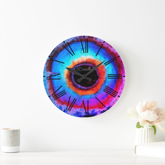 モダン抽象芸術アクアコンテンポラリーブルーブラックホール ラージ壁時計 (ホーム)