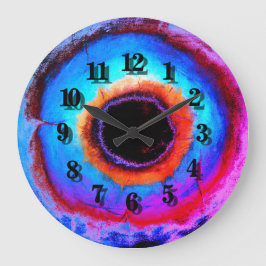モダン抽象芸術アクアコンテンポラリーブルーブラックホール ラージ壁時計