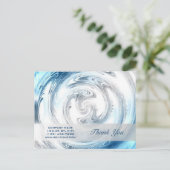 モダン抽象芸術アクアブルーリップルプランマー ポストカード (スタンド正面)