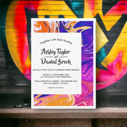 モダン抽象芸術アミニマルートボホエレガントな結婚式 招待状