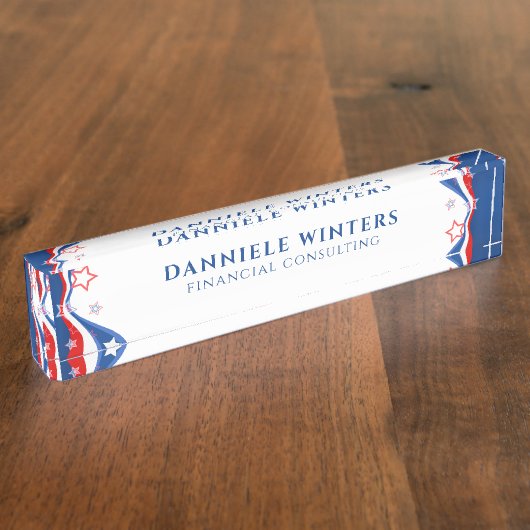 モダン抽象芸術アメリカ国旗のデザイン デスクネームプレート (側面)