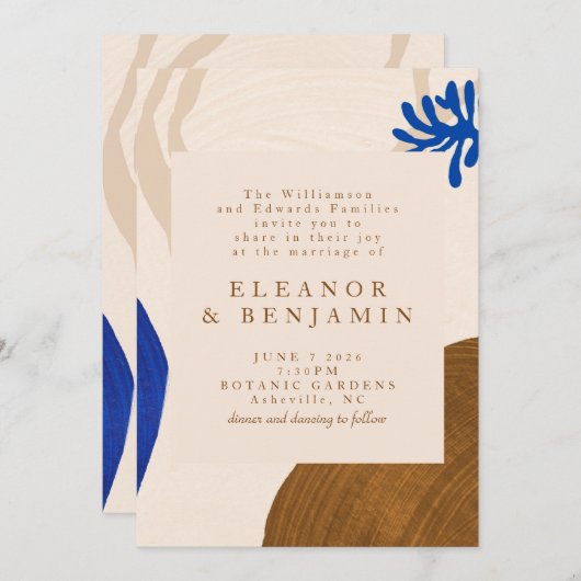 モダン抽象芸術アユニークート砂とブ結婚ルー 招待状 (正面/裏面)