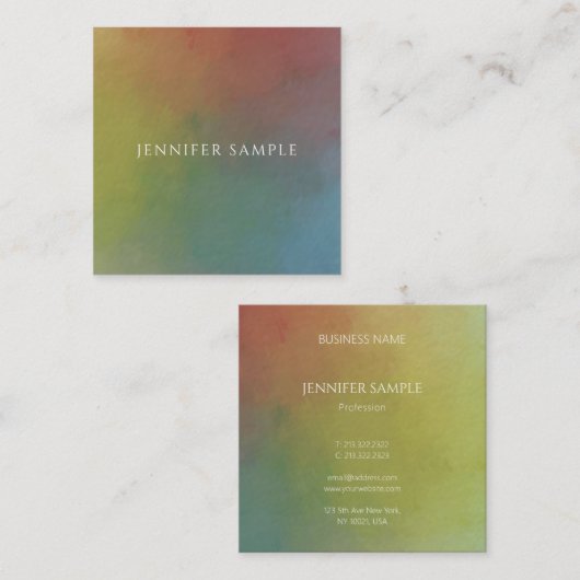 モダン抽象芸術アーエレガントプロフェッショナルテンプレート スクエア名刺 (正面/裏面)