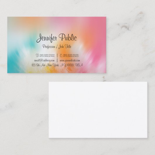 モダン抽象芸術アーカラフルトレンディーデザインエレガント 名刺 (正面/裏面)