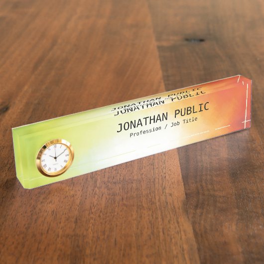 モダン抽象芸術アーカラフルパーソナライズされたテンプレート デスクネームプレート (側面)