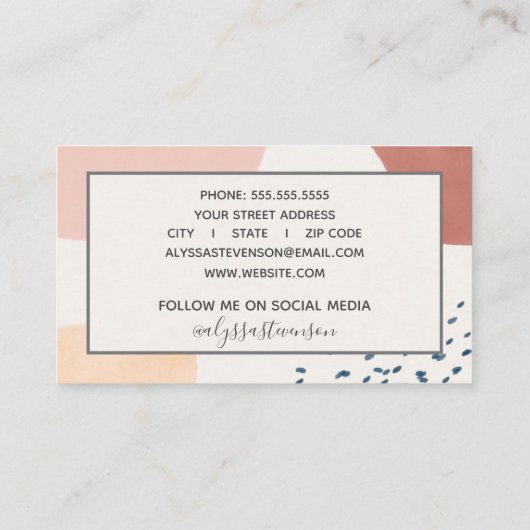 モダン抽象芸術アーストーン署名スクリプトBusin 名刺 (裏面)