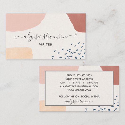 モダン抽象芸術アーストーン署名スクリプトBusin 名刺 (正面/裏面)