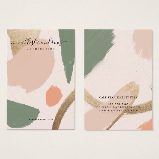 モダン抽象芸術アーストーン金ゴールドネックレスディスプレイ (正面&裏面)