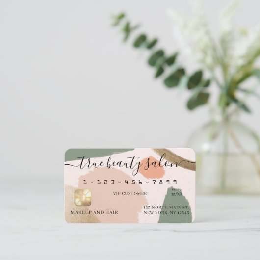 モダン抽象芸術アース金ゴールドアートクレジットカード 名刺 (スタンド正面)