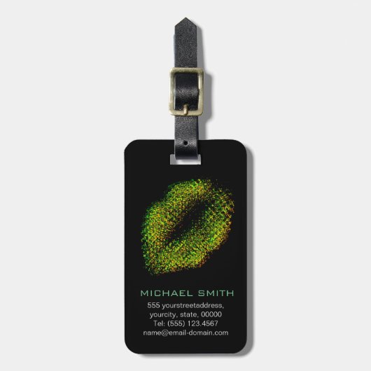 モダン抽象芸術アートの唇#13 ラゲッジタグ (正面縦)