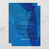 モダン抽象芸術アートインブルーユニークブライダルシャワー 招待状 (正面/裏面)