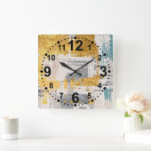 モダン抽象芸術アートウォールクロック スクエア壁時計 (ホーム)