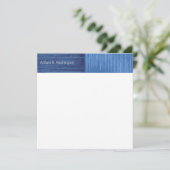 モダン抽象芸術アートカラーブロックストライプブルーホワイト 招待状 (スタンド正面)