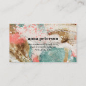 モダン抽象芸術アートコーラルブルーホワイト 名刺 (裏面)