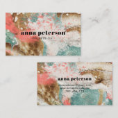 モダン抽象芸術アートコーラルブルーホワイト 名刺 (正面/裏面)