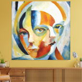 モダン抽象芸術アートダブル顔 キャンバスプリント (インサイチュ (リビング))