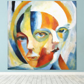 モダン抽象芸術アートダブル顔 キャンバスプリント (インサイチュ (ウッドフロア))