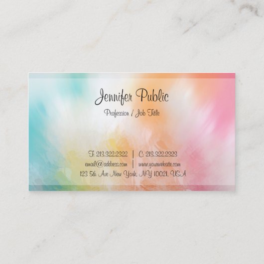 モダン抽象芸術アートトレンディーエレガントカラフルデザイン 名刺 (裏面)