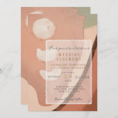 モダン抽象芸術アートニューオーガニックトラル結婚シンプル 招待状 (正面/裏面)