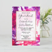 モダン抽象芸術アートネオンピンクパープル絞り染め 招待状 (スタンド正面)