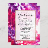 モダン抽象芸術アートネオンピンクパープル絞り染め 招待状 (正面/裏面)