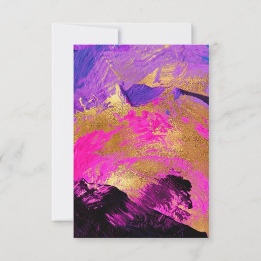モダン抽象芸術アートピンクパープル金ゴールドブライダルシャワー 招待状 (裏面)