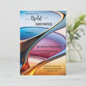 モダン抽象芸術アートブライダルシャワー 招待状 (スタンド正面)