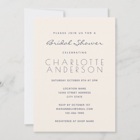 モダン抽象芸術アートブルーレッド金ゴールドブライダルシャワー 招待状 (正面)