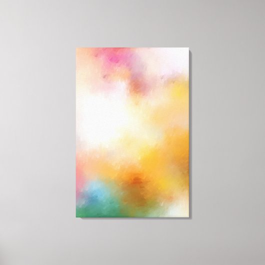 モダン抽象芸術アートワーク青い緑の黄色の赤 キャンバスプリント (正面)