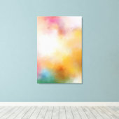モダン抽象芸術アートワーク青い緑の黄色の赤 キャンバスプリント (インサイチュ (ウッドフロア))