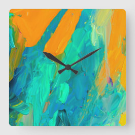 モダン抽象芸術アートワーク スクエア壁時計