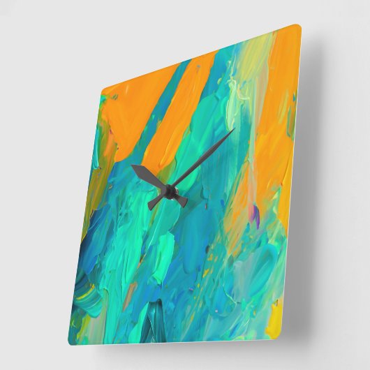 モダン抽象芸術アートワーク スクエア壁時計 (傾斜)