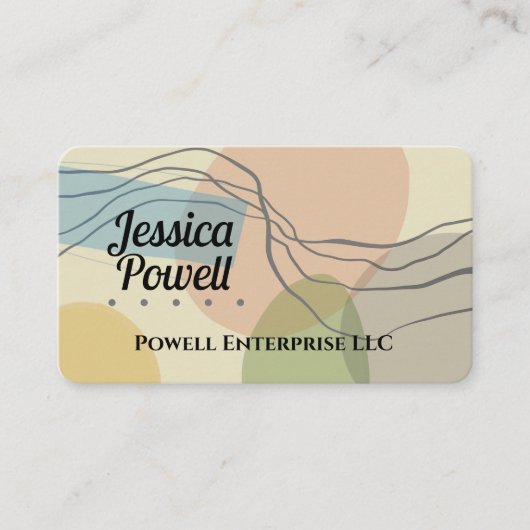 モダン抽象芸術アート図形と線のソフトカラー 名刺 (正面)