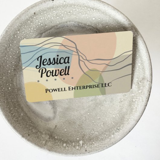 モダン抽象芸術アート図形と線のソフトカラー 名刺