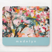 モダン抽象芸術アート水彩フローラパーソナライズされた マウスパッド (正面)