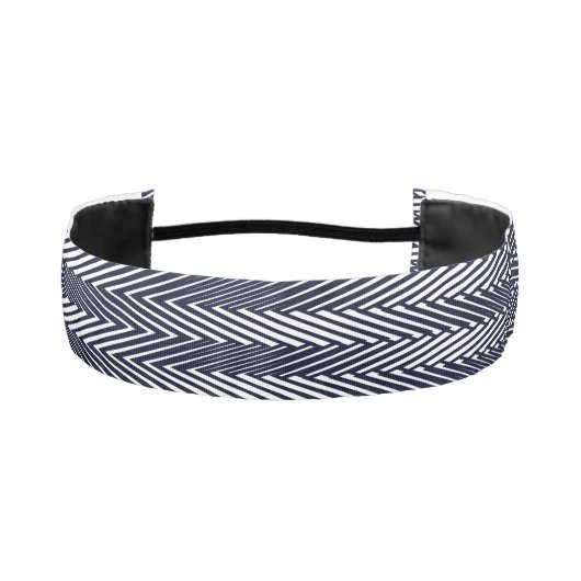 モダン抽象芸術アート白黒ストライプ素晴らしいトリップ（幻覚体験）のような アスレチックヘッドバンド (正面)