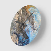モダン抽象芸術アート金ゴールドブルーホワイト&クリーム ラウンド壁時計 (傾斜)
