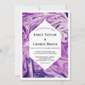 モダン抽象芸術アート銀河系スクリプスタイリッシュト結婚ス 招待状 (正面)