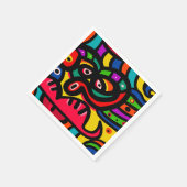 モダン抽象芸術アート顔 スタンダードカクテルナプキン (角)