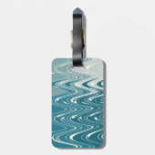 モダン抽象芸術アート「波」デザインイン青グラデーション ラゲッジタグ (裏面縦)