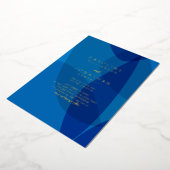 モダン抽象芸術アーユニークトブルー結婚シック金ゴールド 箔招待状 (回転した状態)